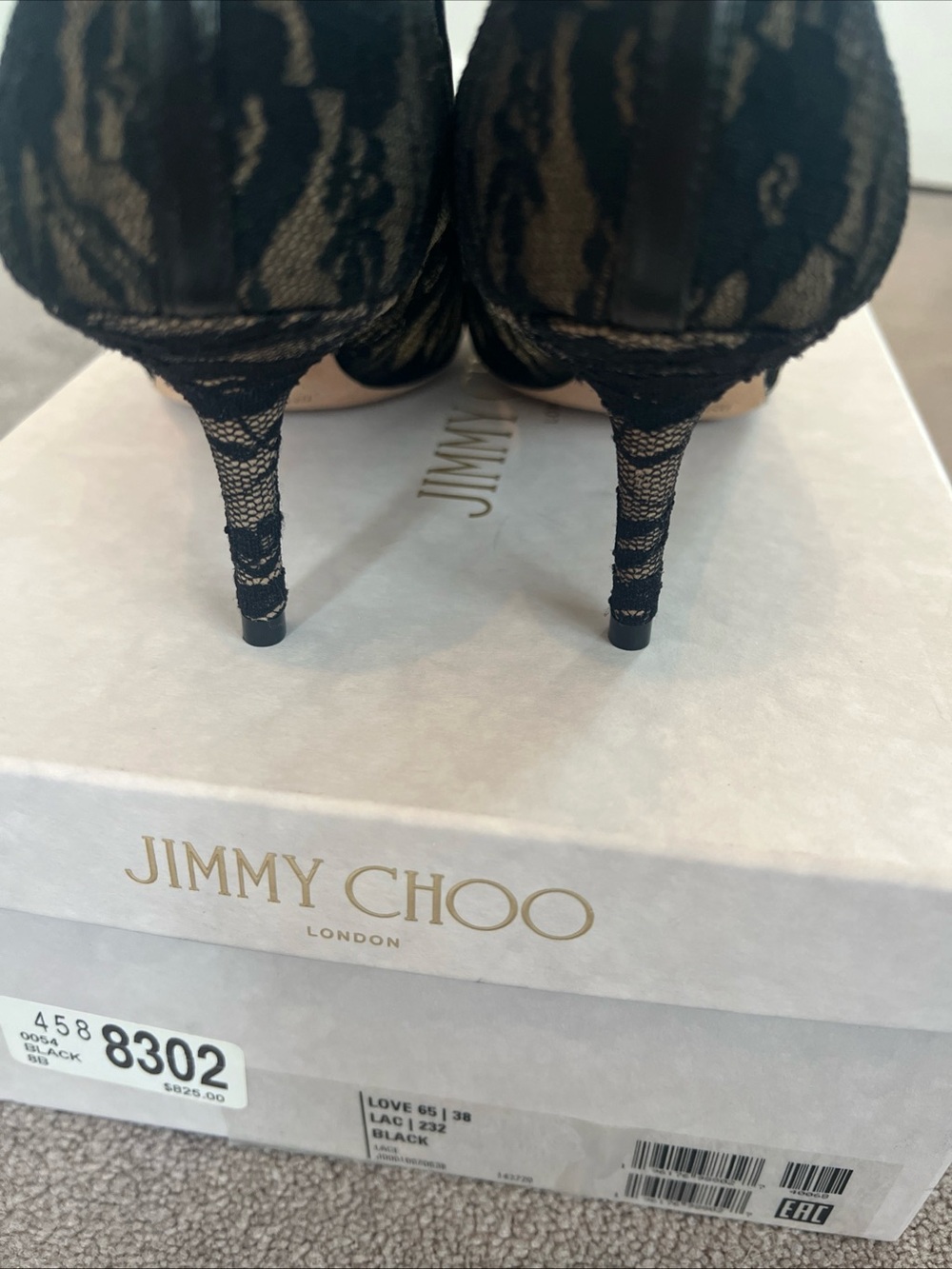 Jimmy Choo Black Lace Love Pointed Toe Pumps Size 38 - Picture 16 of 16